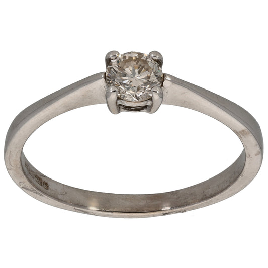 18ct White Gold 0.33ct Diamond Solitaire Ring Size O