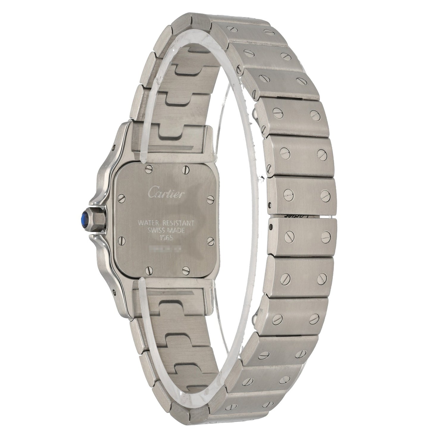 Cartier Santos W20056D6, White Dial, Stainless Steel, rear angle image