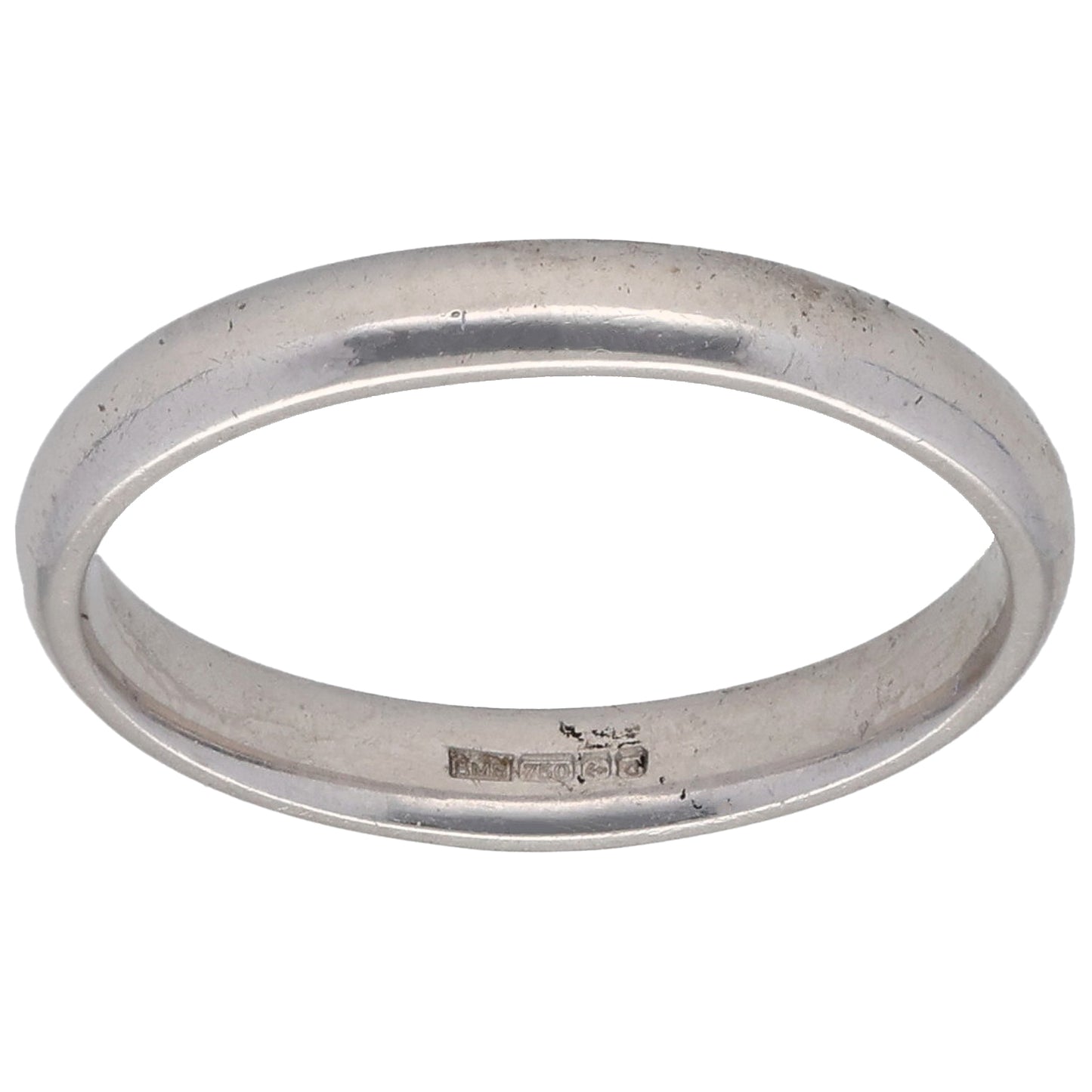 18ct White Gold Plain Wedding Ring Size P