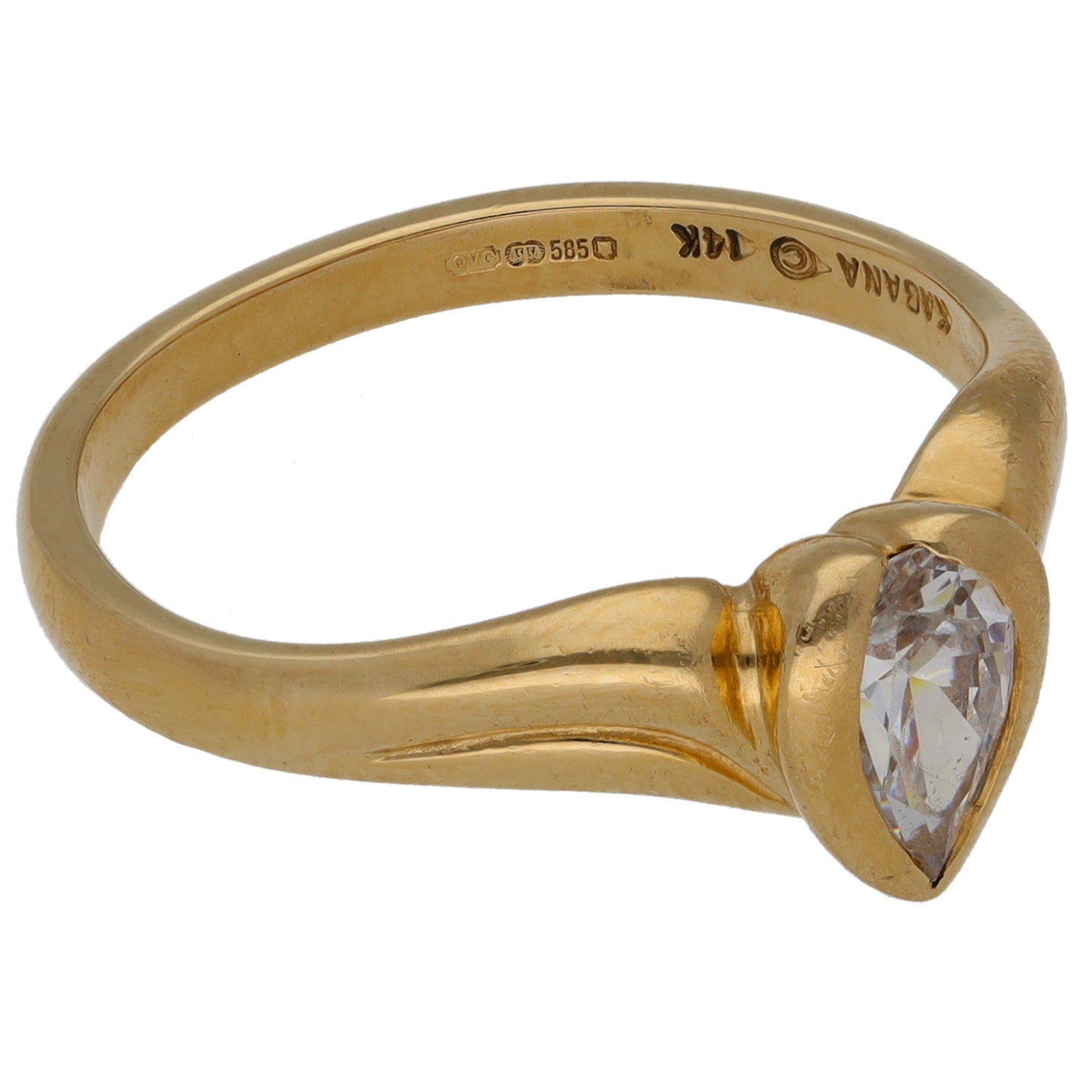 14ct Gold Cubic Zirconia Single Stone Ring Size R