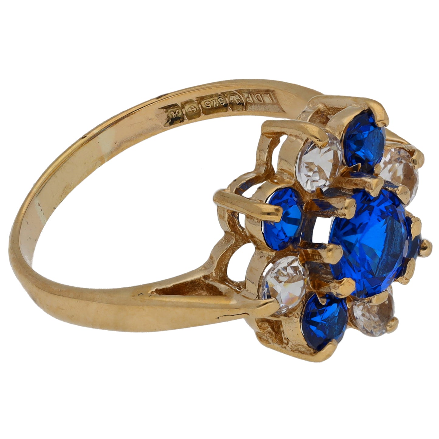 9ct Gold Imitation Gems Dress/Cocktail Ring Size Q