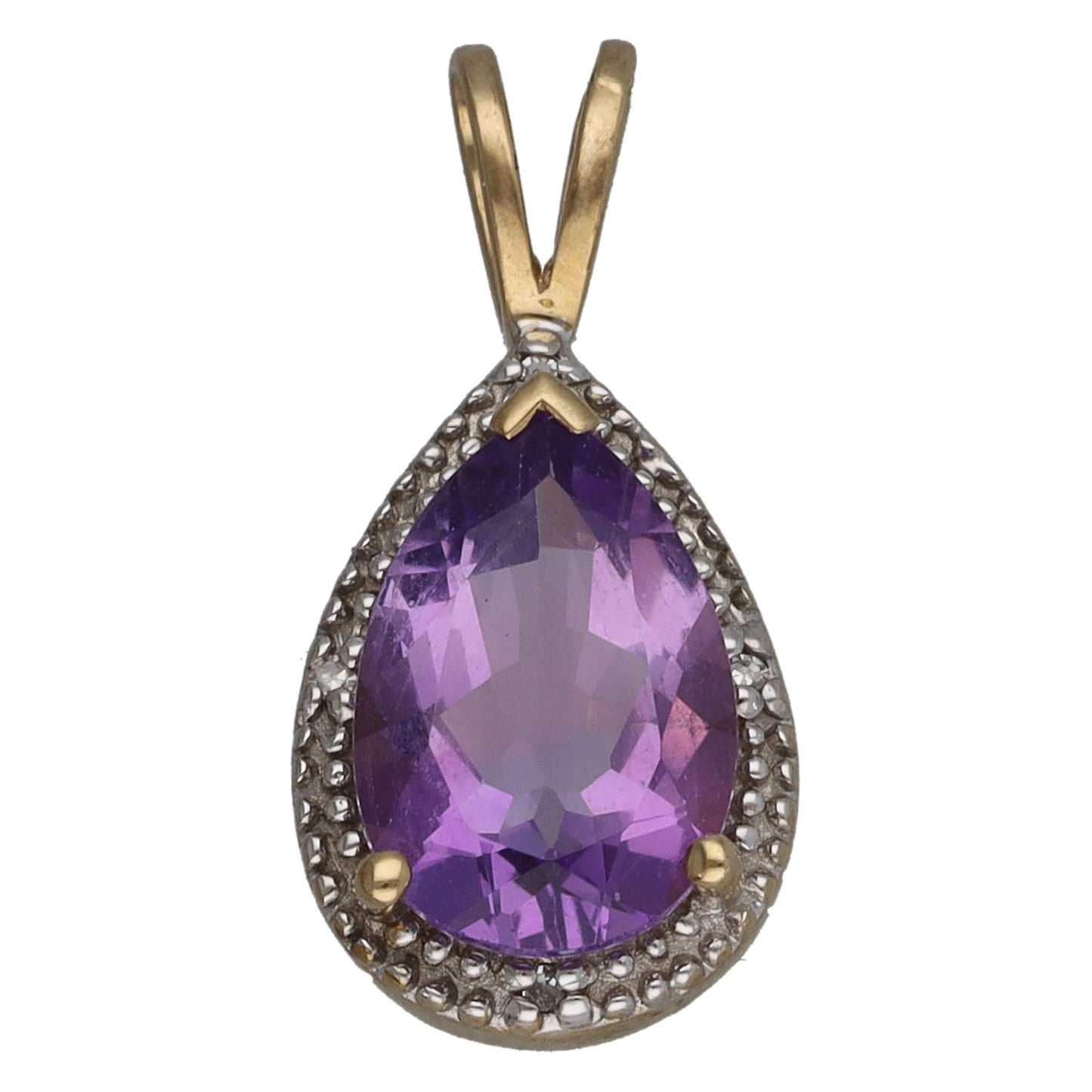 9ct Gold Amethyst & 0.02ct Diamond Dress/Cocktail Pendant