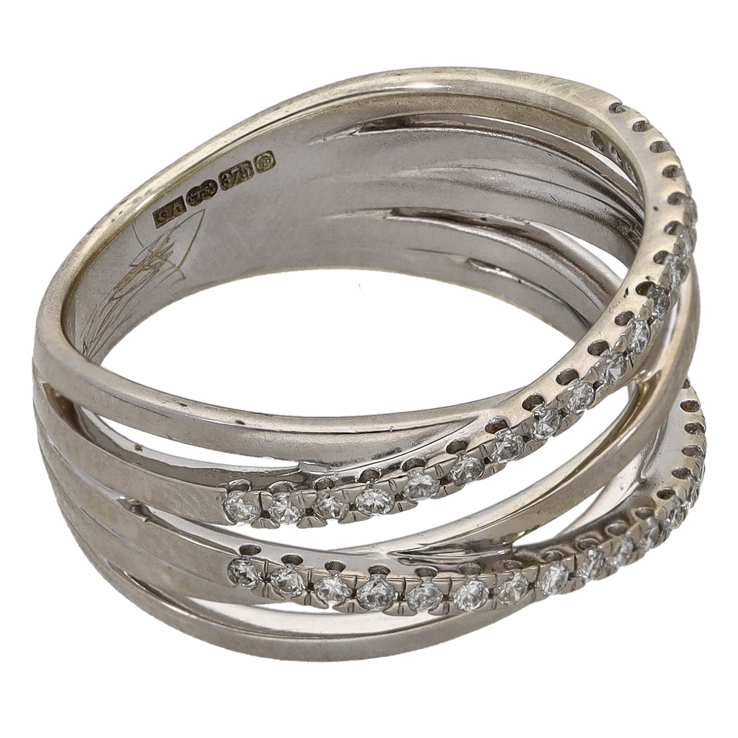 9ct White Gold 0.19ct Diamond Dress/Cocktail Ring Size L