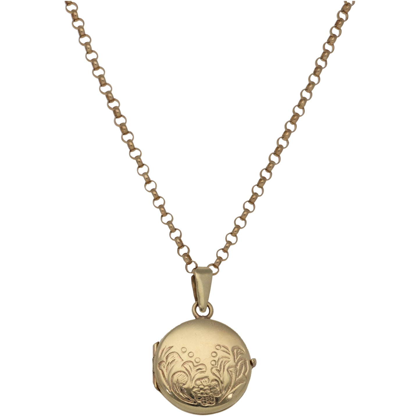 9ct Gold Patterned Locket Pendant With Chain