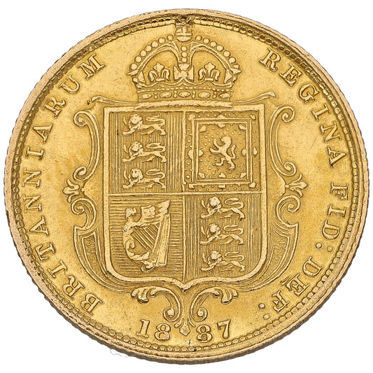 22ct Gold Queen Victoria Half Sovereign Coin 1887