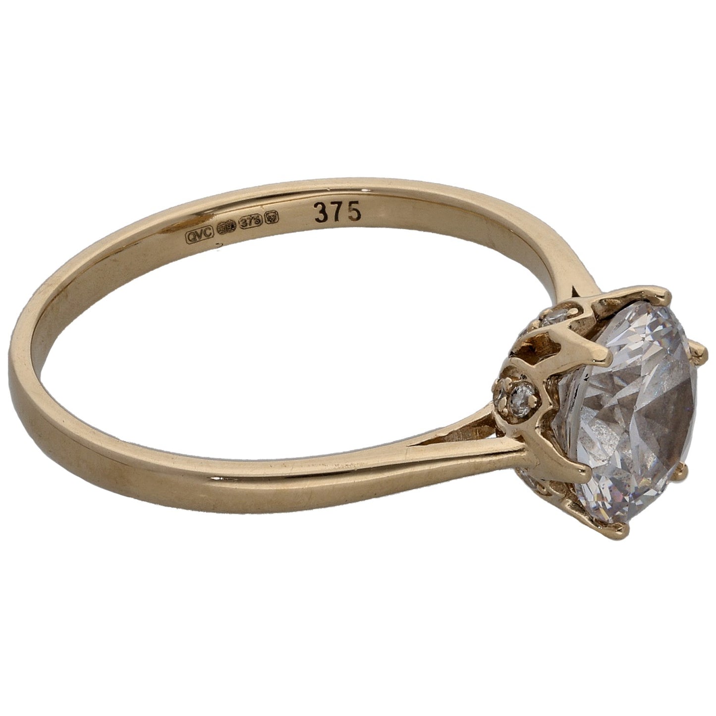 9ct Gold Cubic Zirconia Single Stone Ring Size R