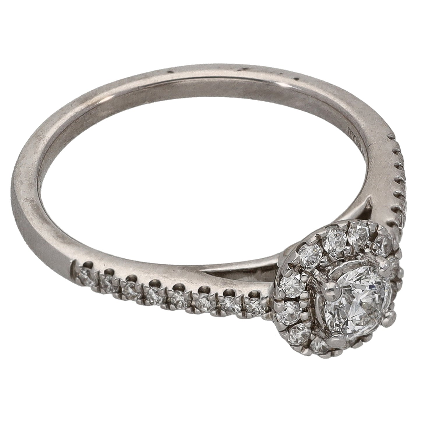 18ct White Gold 0.40ct Diamond Halo Ring Size K