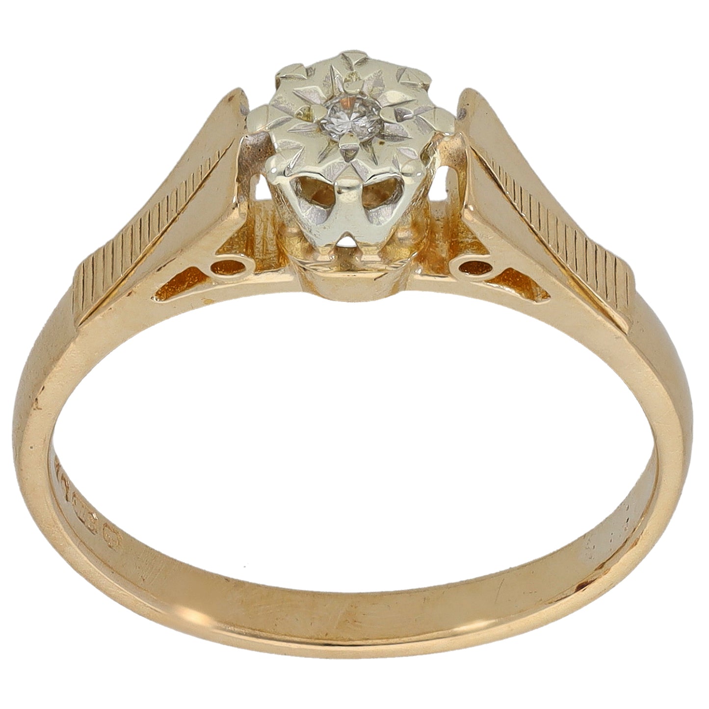 9ct Gold 0.04ct Diamond Solitaire Ring Size P