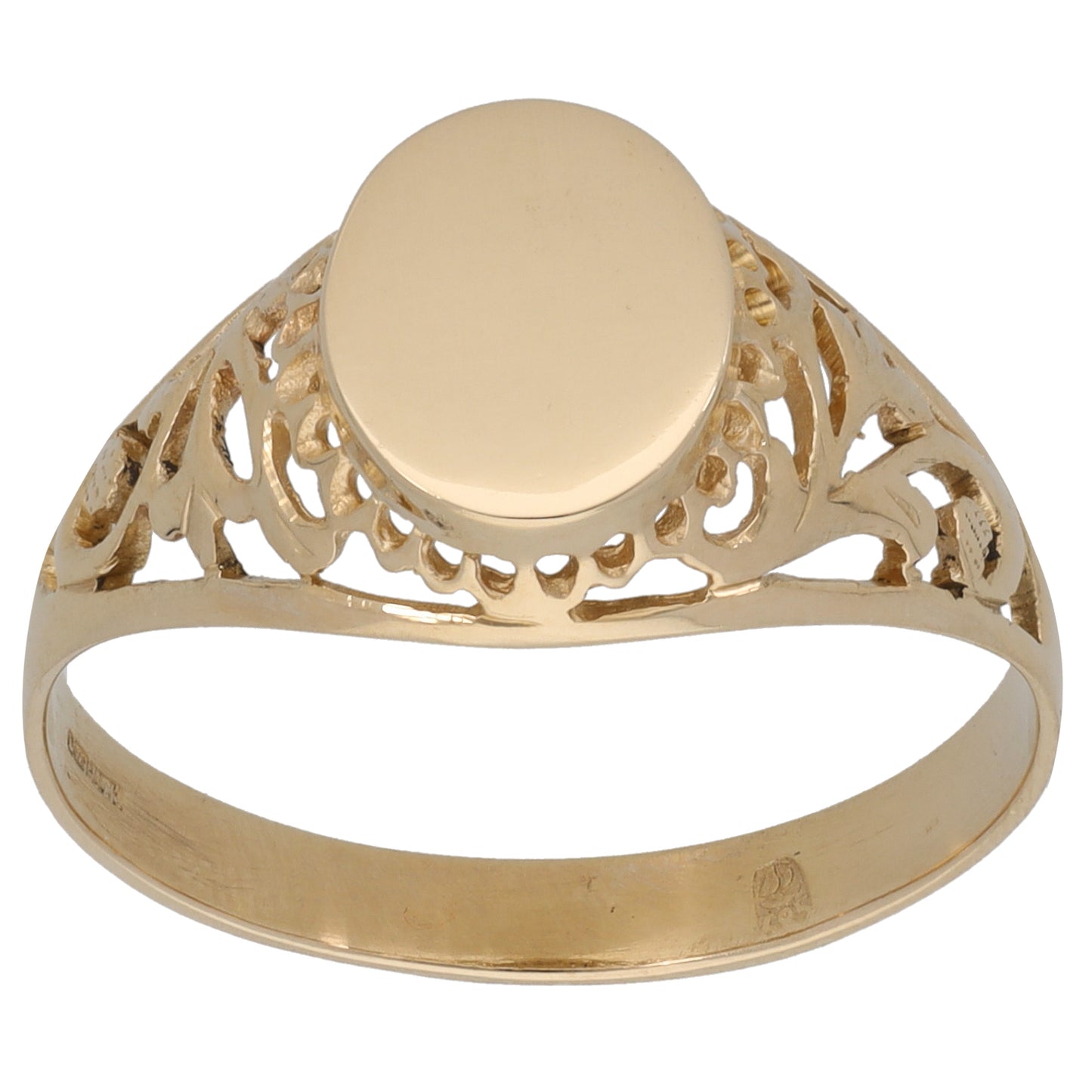 9ct Gold Patterned Signet Ring Size V