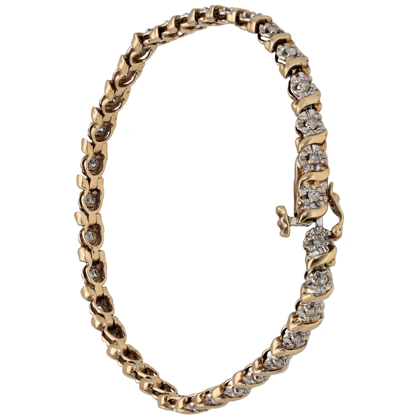 9ct Bi-Colour Gold 0.35ct Diamond Line/Tennis Bracelet