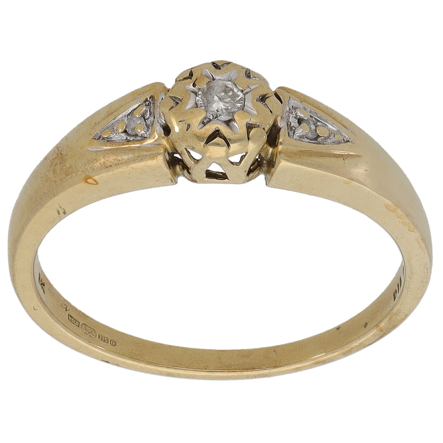 9ct Gold 0.10ct Diamond Trilogy Ring Size N