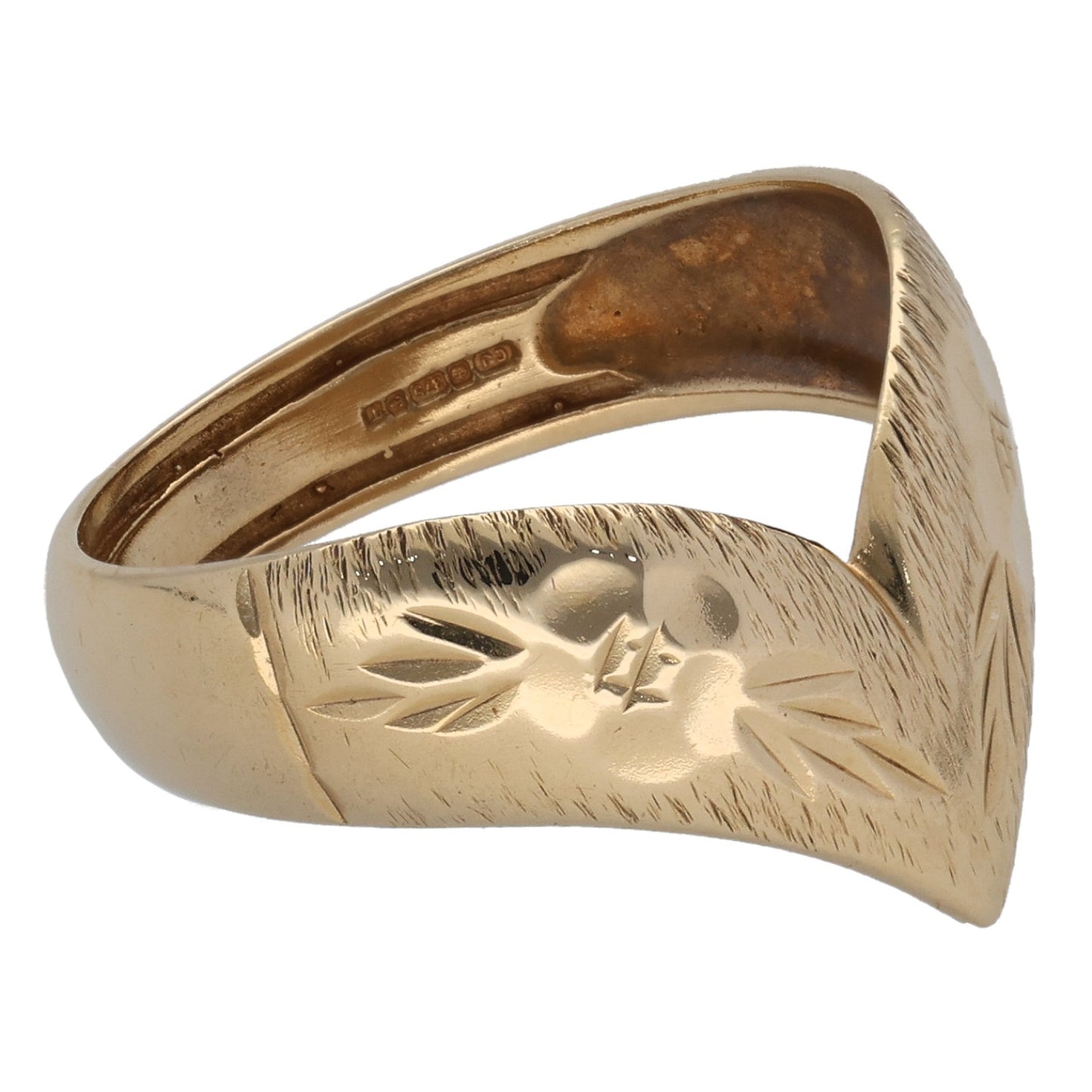9ct Gold Wishbone Ring Size P