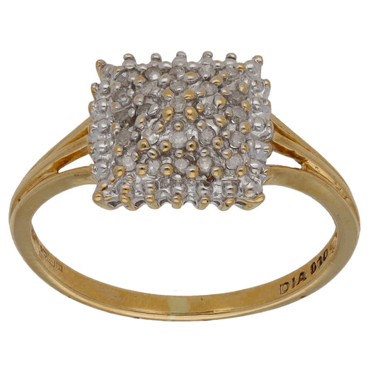 9ct Gold 0.10ct Diamond Cluster Ring Size M
