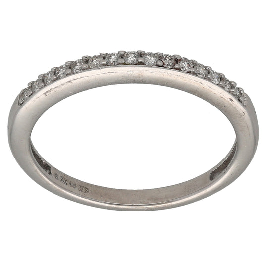 9ct White Gold 0.11ct Diamond Half Eternity Ring Size L