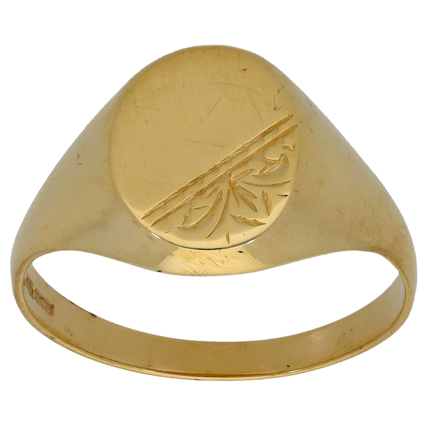 9ct Gold Patterned Signet Ring Size W