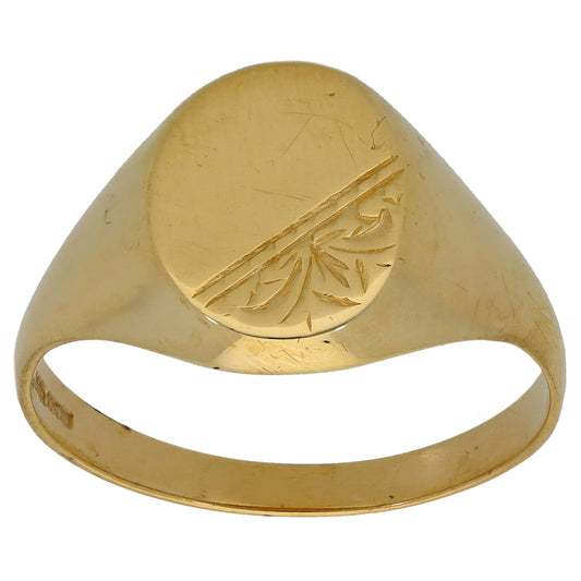 9ct Gold Patterned Signet Ring Size W