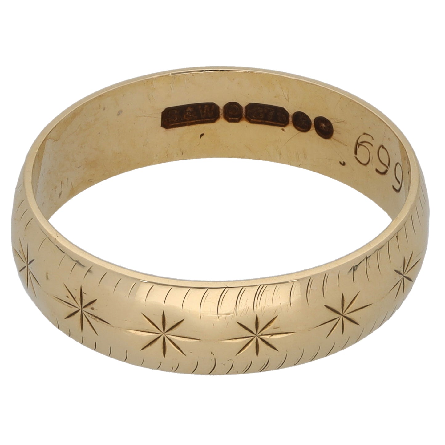 9ct Gold Patterned Wedding Ring Size O