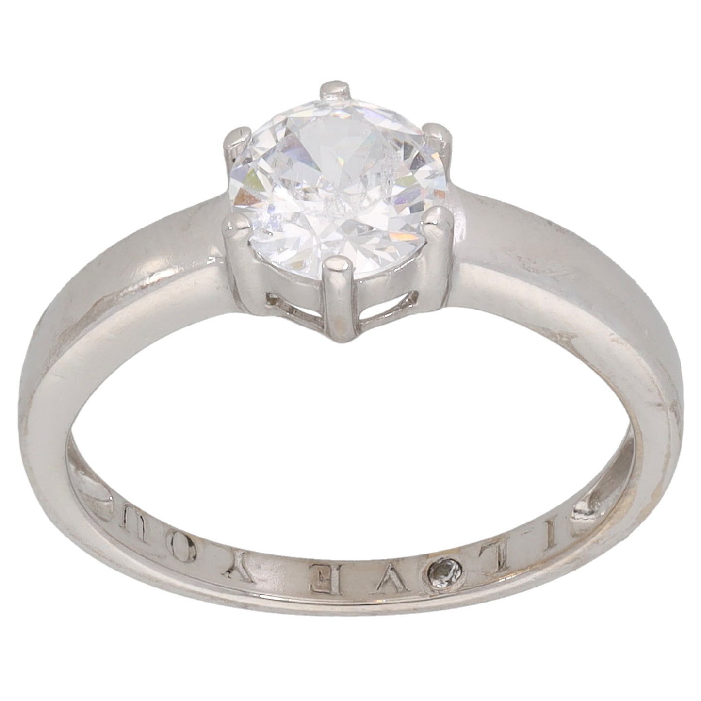 9ct White Gold Cubic Zirconia Single Stone Ring Size K