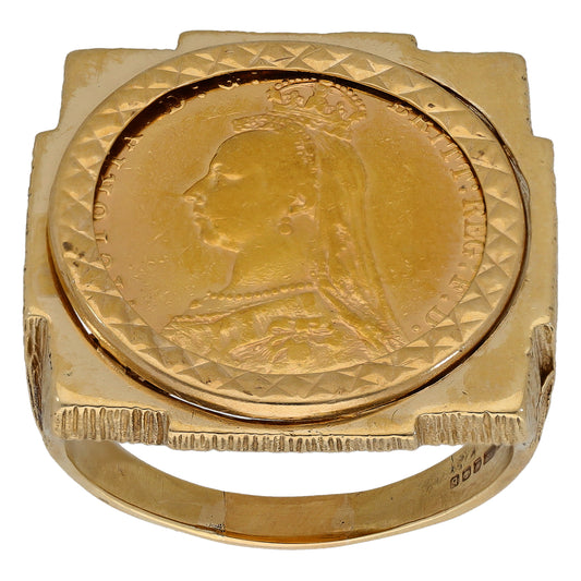 9ct Gold Full Sovereign Coin Ring Size Z