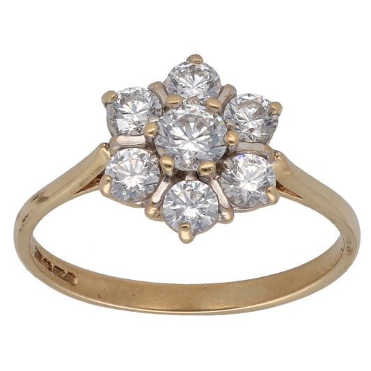 9ct Gold Cubic Zirconia Cluster Ring Size N