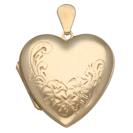 9ct Gold Patterned Locket Pendant