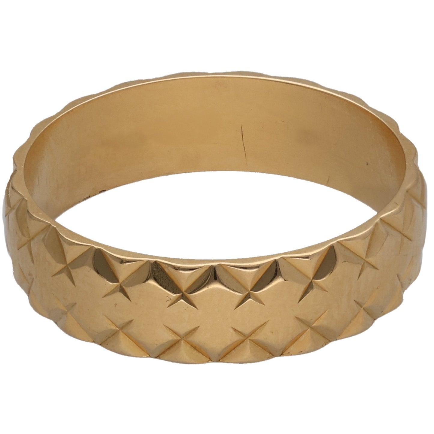 18ct Gold Patterned Wedding Ring Size P