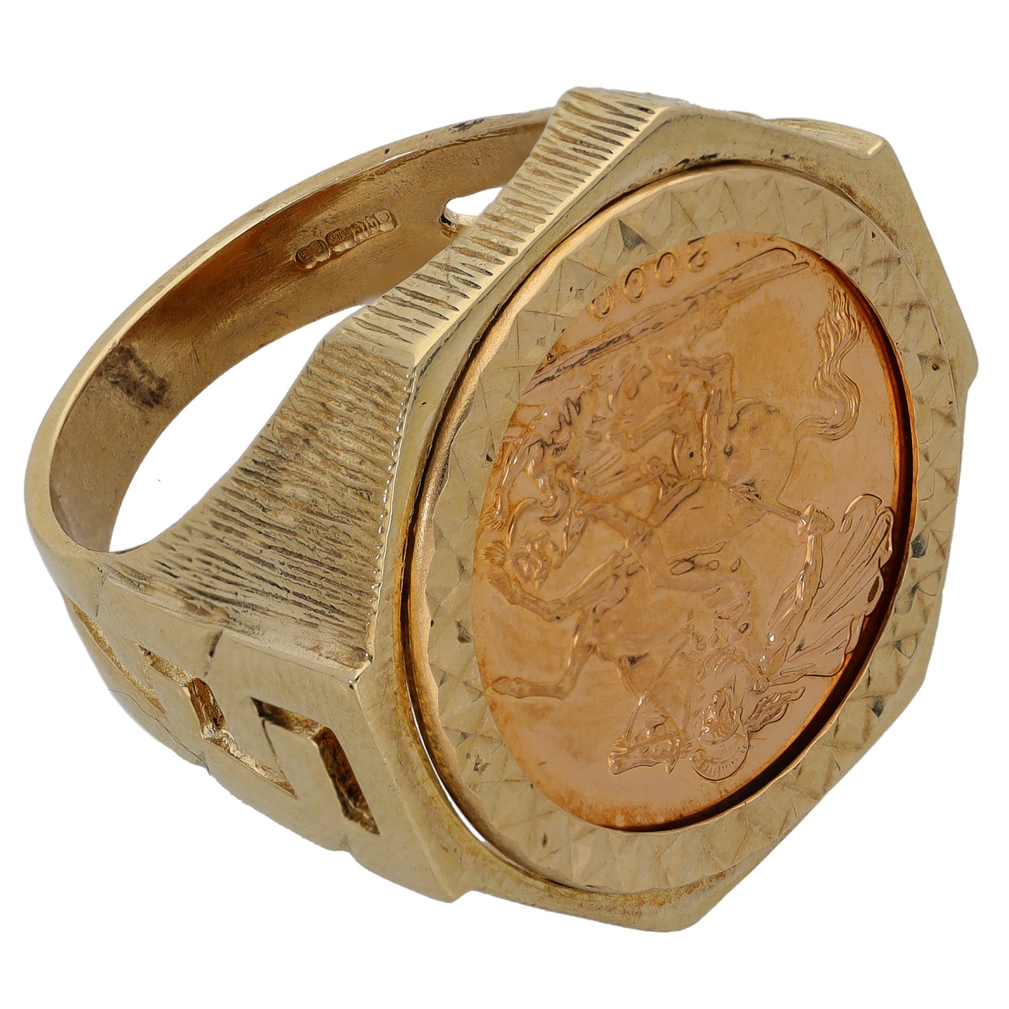 9ct Gold Full Sovereign Coin Ring Size V