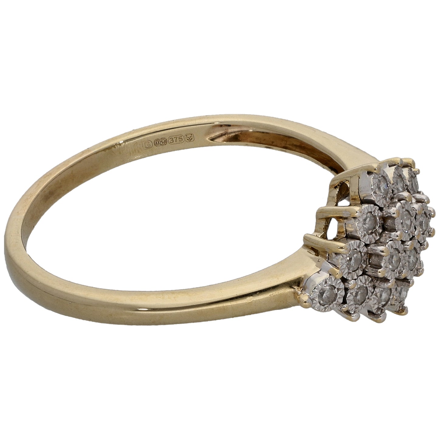 9ct Gold 0.12ct Diamond Cluster Ring Size P