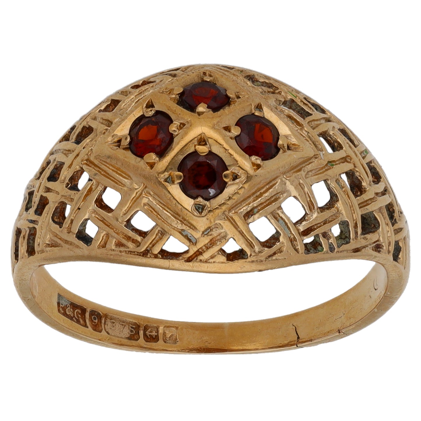 9ct Gold Garnet Dress/Cocktail Ring Size P
