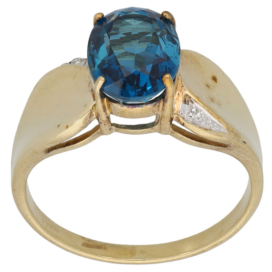 9ct Gold Topaz & Imitation Gems Dress/Cocktail Ring Size N