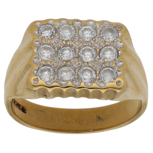 9ct Gold Cubic Zirconia Signet Ring Size T