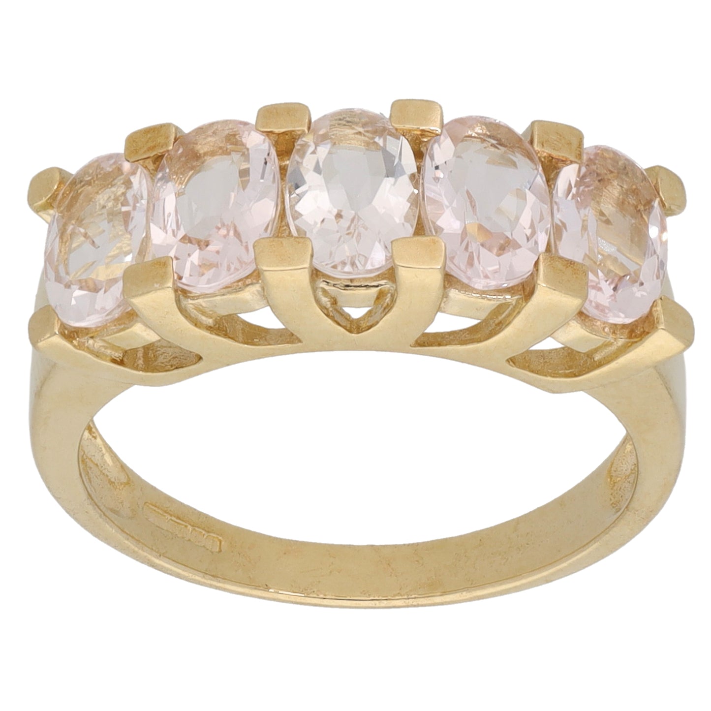 9ct Gold Morganite Half Eternity Ring Size N