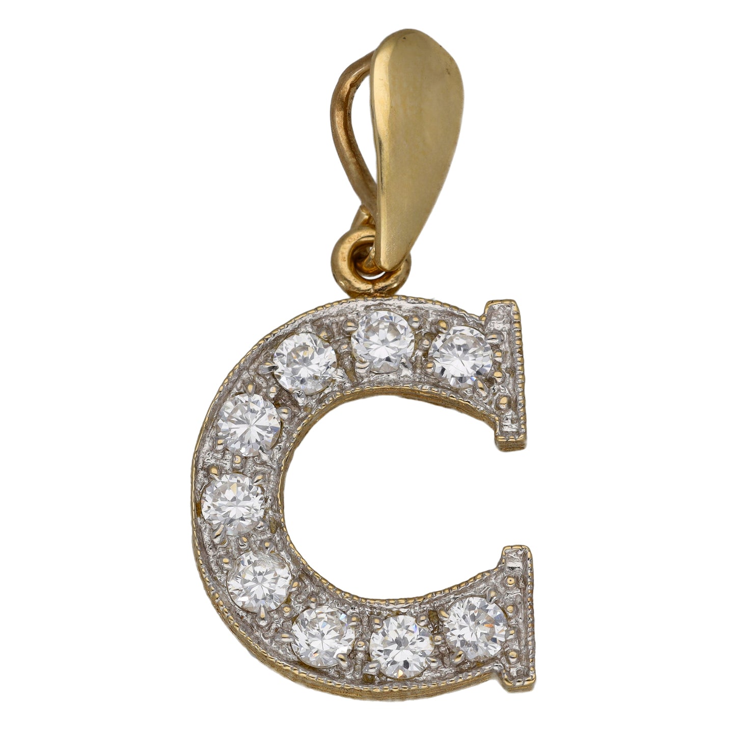 9ct Gold Cubic Zirconia Initial 'C' Pendant