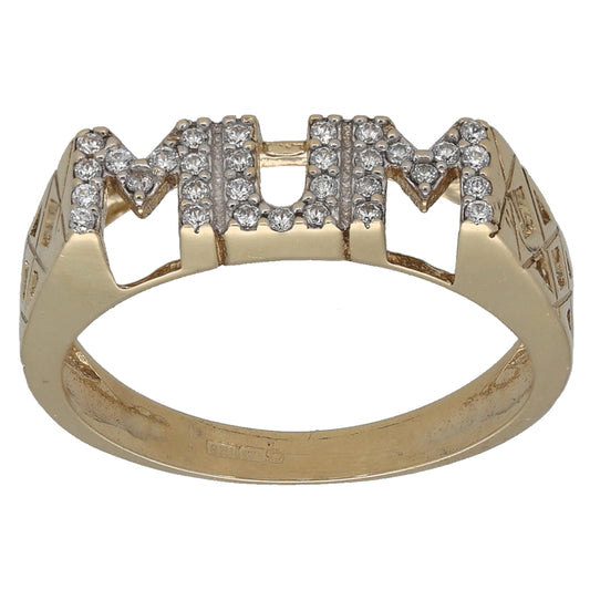 9ct Gold Cubic Zirconia Mum Ring Size M