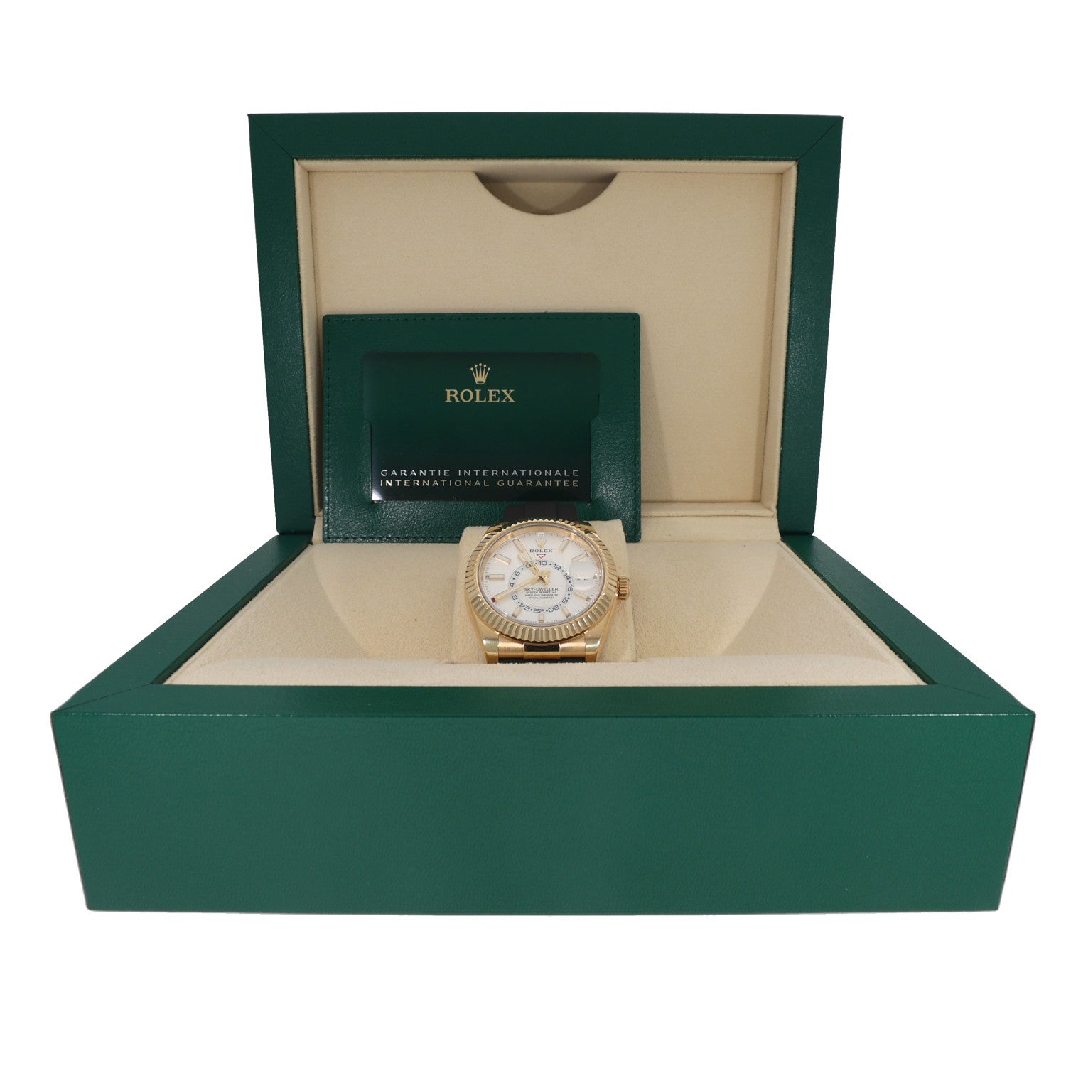 Rolex Sky Dweller 336238, white dial, gold, oysterflex bracelet, box image