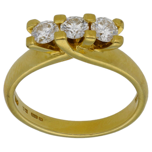 18ct Gold 0.54ct Diamond Trilogy Ring Size K