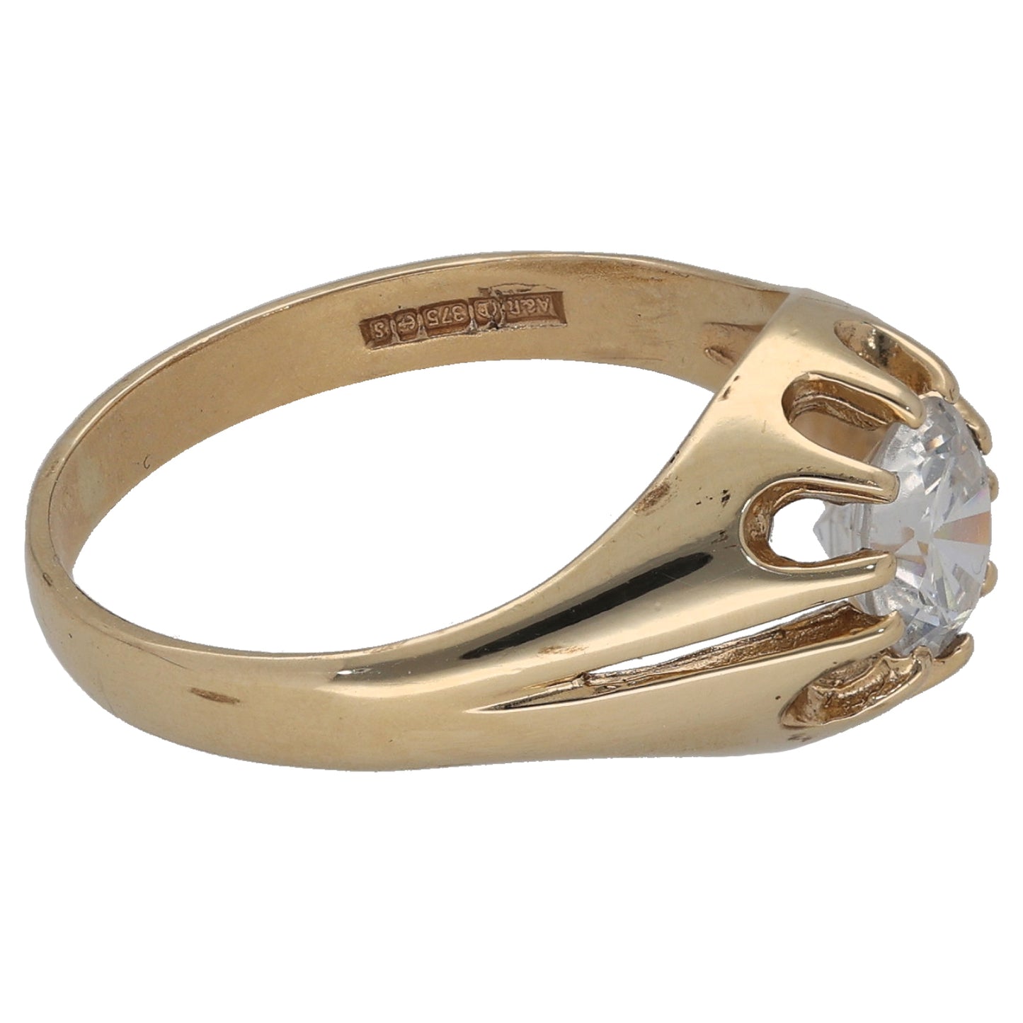 9ct Gold Cubic Zirconia Single Stone Ring Size O