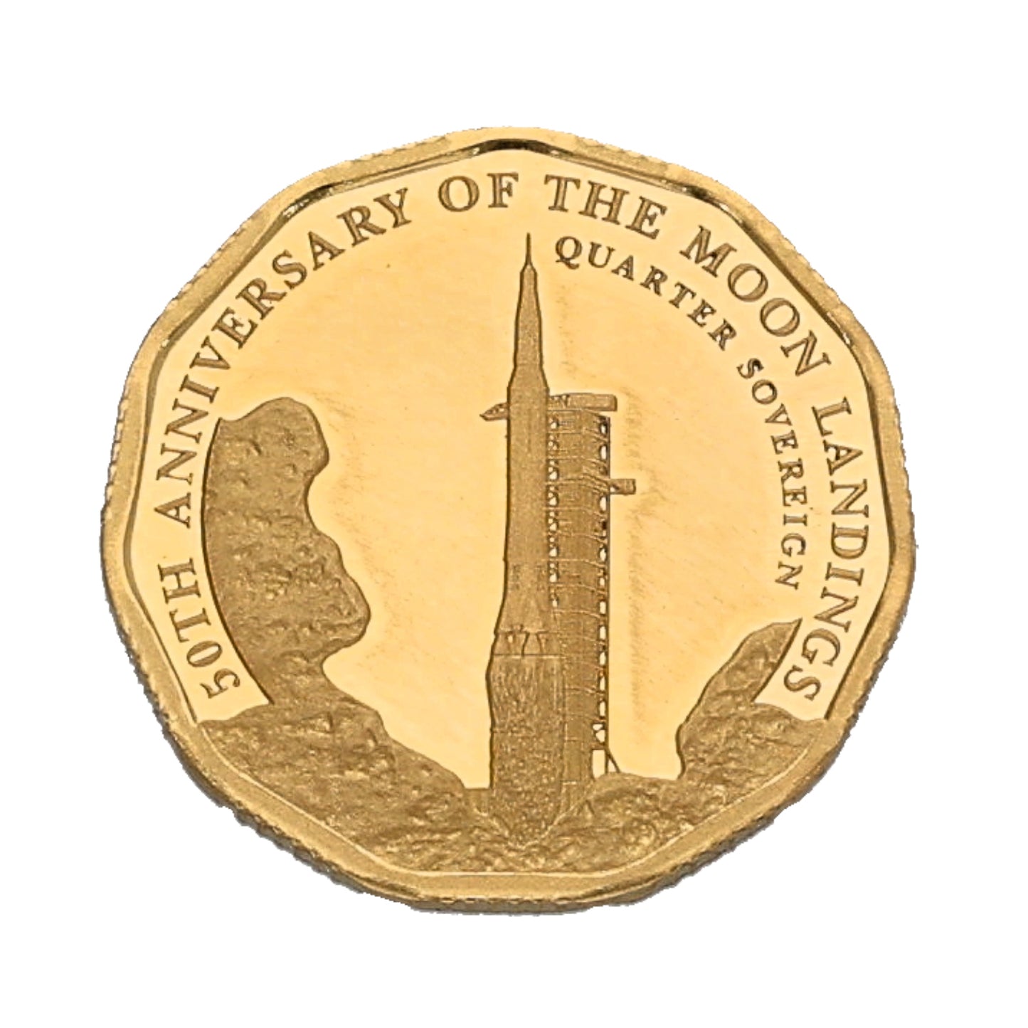 22ct Gold Anniversary Of The Moon Landing Quarter Sovereign Coin 2019