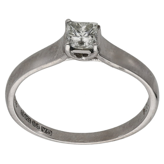 18ct White Gold 0.33ct Diamond Solitaire Ring Size L