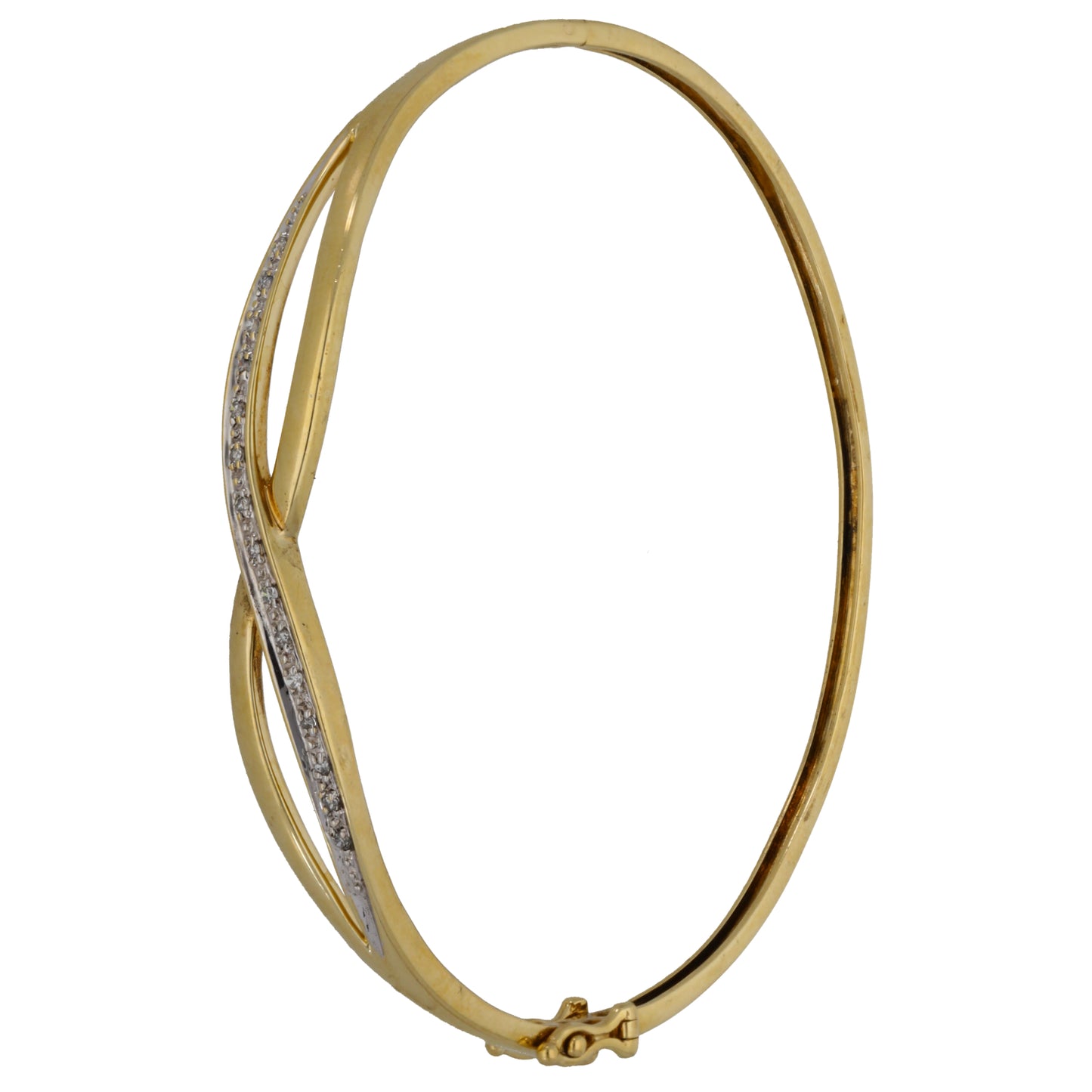 9ct Gold 0.075ct Diamond Hinged/Clasp Bangle