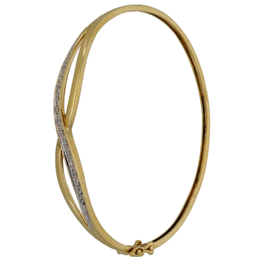 9ct Gold 0.075ct Diamond Hinged/Clasp Bangle
