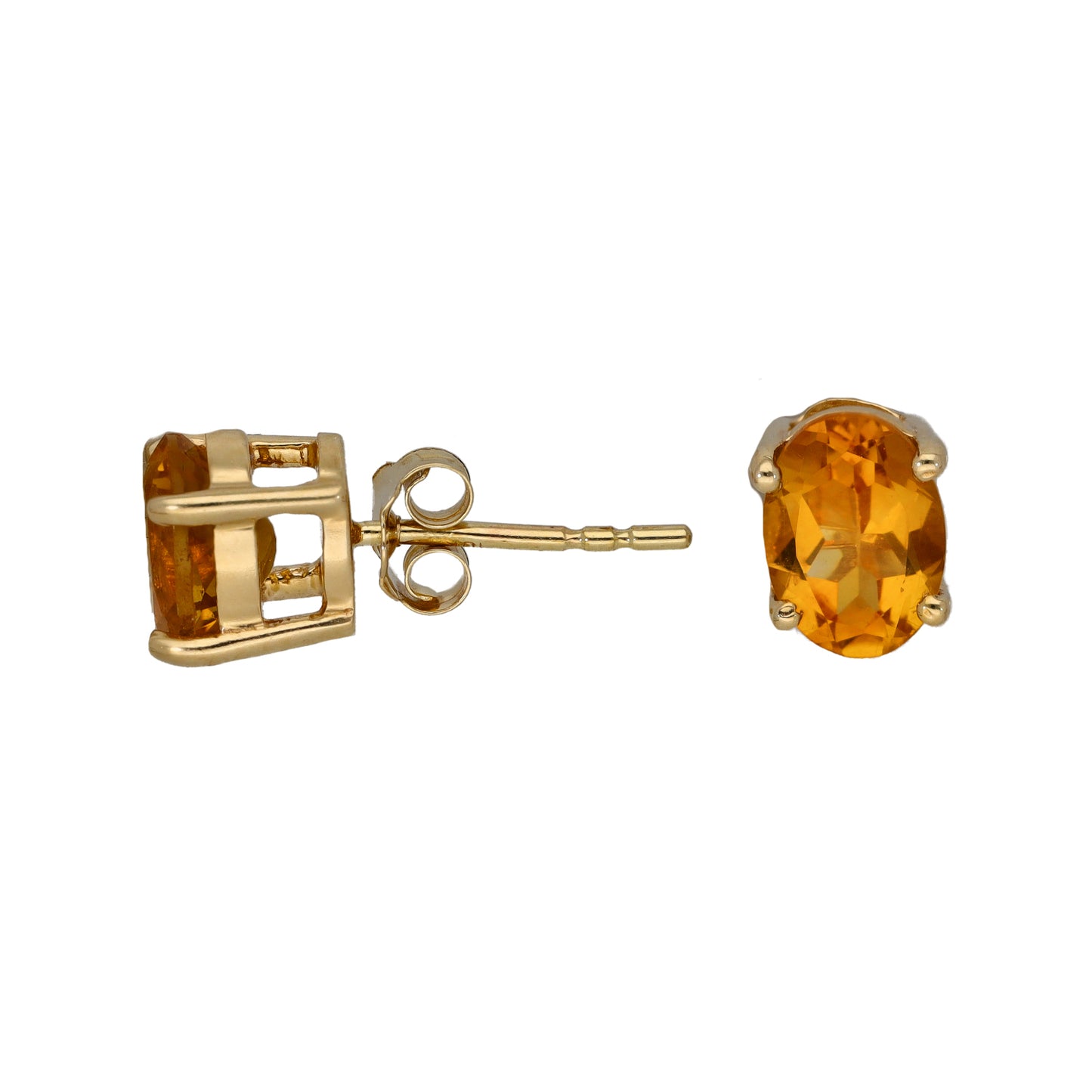 9ct Gold Citrine Single Stone Earrings