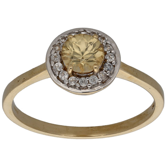 9ct Gold Zircon & Topaz Dress/Cocktail Ring Size R