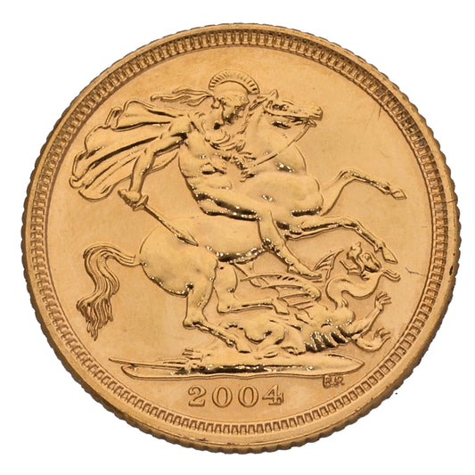 22ct Gold Queen Elizabeth II Half Sovereign Coin 2004