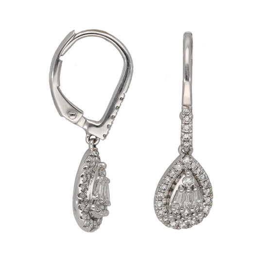 9ct White Gold 1.14ct Diamond Drop Earrings