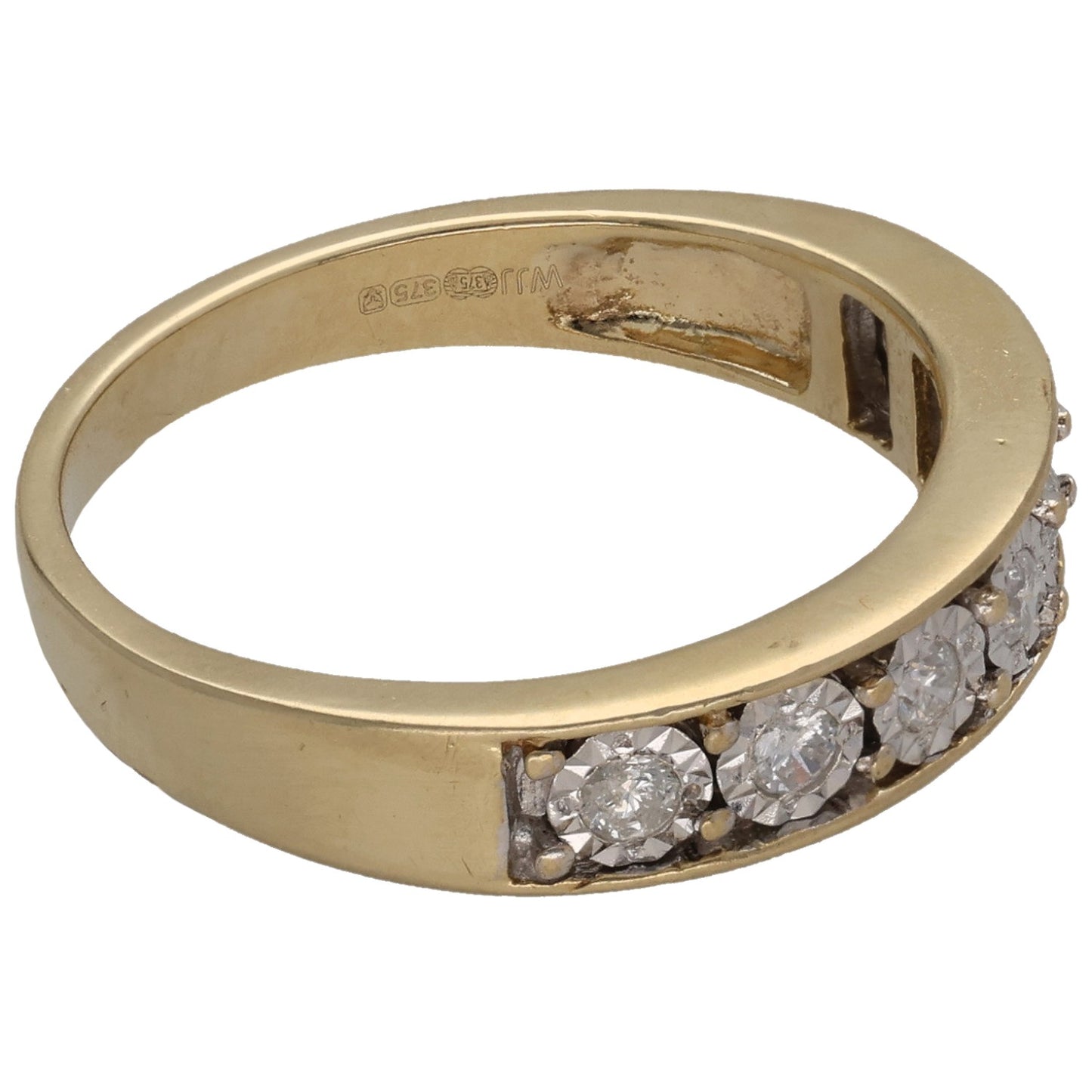 9ct Gold 0.25ct Diamond Half Eternity Ring Size O
