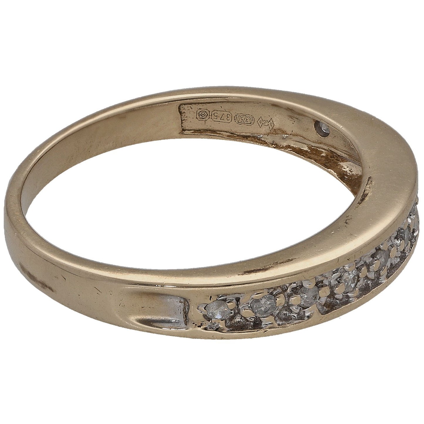 9ct Gold 0.055ct Diamond Half Eternity Ring Size M