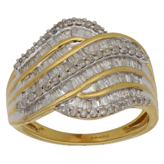 9ct Gold 1.29ct Diamond Dress/Cocktail Ring Size P