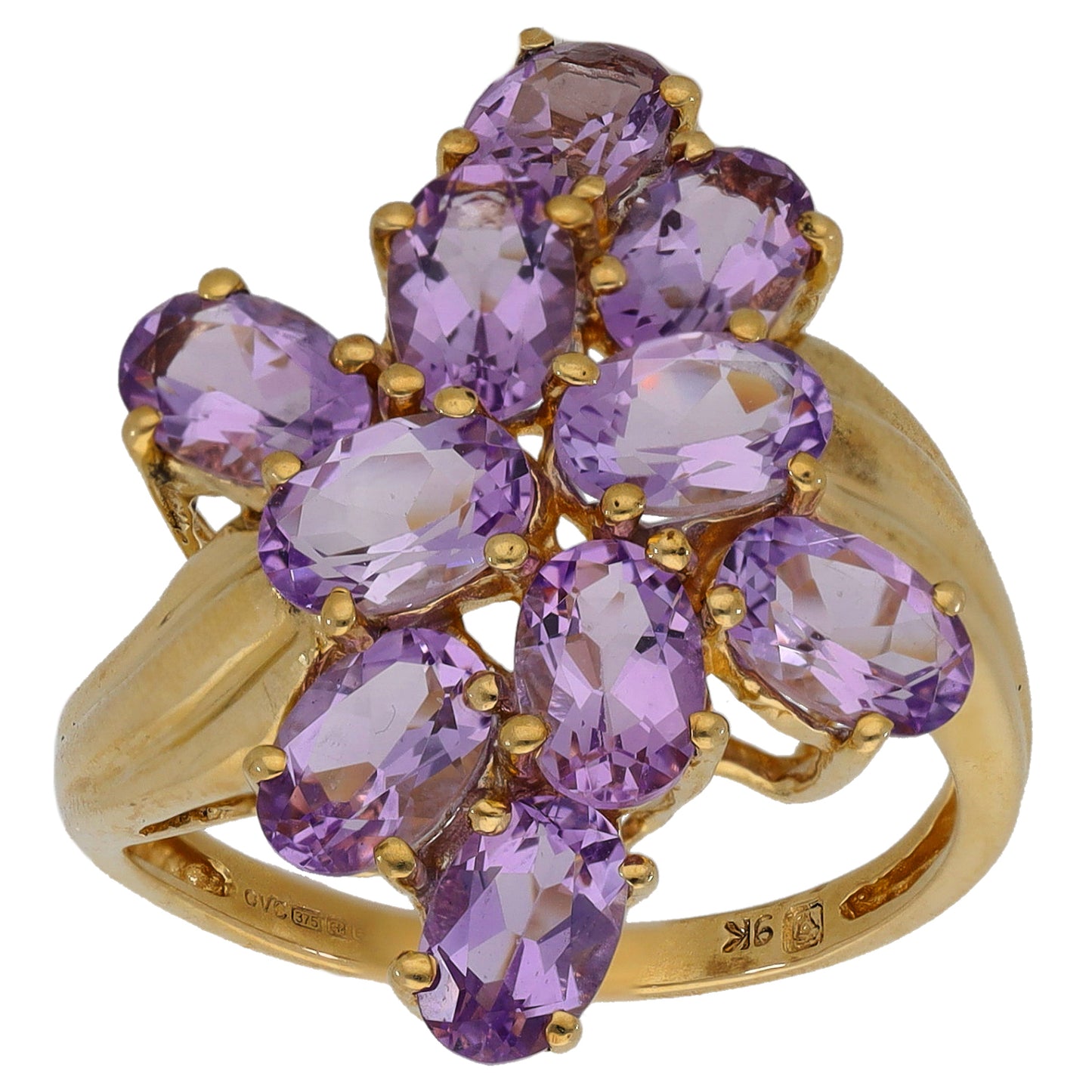 9ct Gold Amethyst Dress/Cocktail Ring Size Q