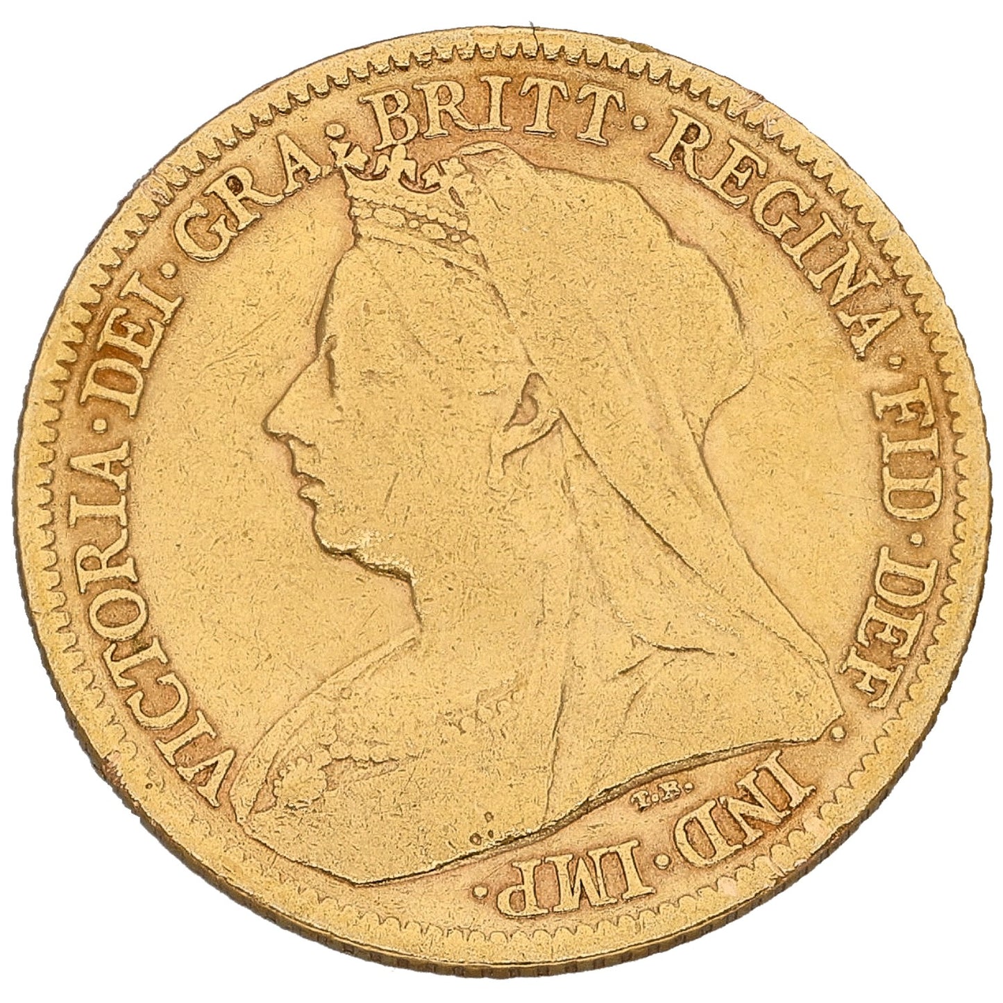 22ct Gold Queen Victoria Half Sovereign Coin 1900